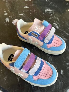 Veja Kids Colorblock Velcro Sneakers - Pink/Blue/Purple
